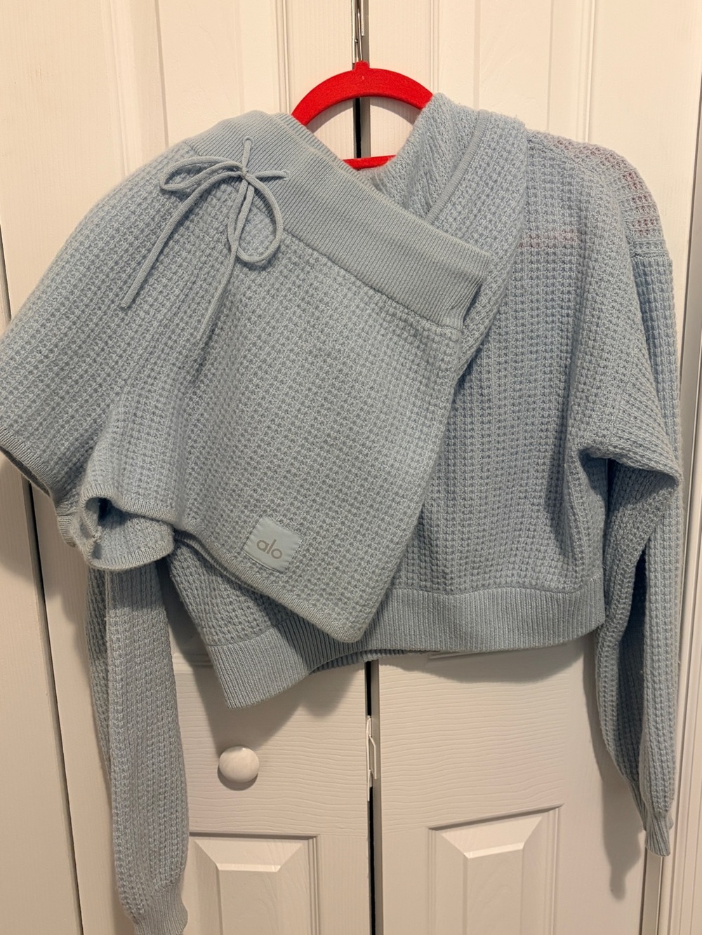 Alo Cashmere Plush Waffle Jacket & High-Waist Short S Crystal Blue